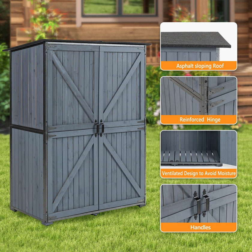 The Storage Shed Is Made Of A Sturdy Metal Frame And Durable Fir Wood, Which Is Sturdy And Durable. The Entire Frame Is Weather-resistant, Making It An Ideal Choice For Your Outdoor Living Space. The