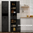 69 H Tall Bathroom Storage Cabinet With 2 Barn Doors And 1 Drawer, Narrow Storage Unit, Adjustable Shelves,Floor Cabinet For Bathroom, Living Room, Entryway,Kitchen,Black