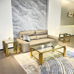 Modern Stainless Steel Coffee Table Set Set Of 3, Double-Layer Clear Tempered Glass Table Top, Coffee Table  Two End Side Table 3-Pieces Sets For Living Room Home Office