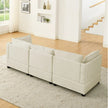 Comfy Cloud Couch Sectional 3 Seat Sofa With 2 Ottoman, Chenille Sofa Sleeper Deep Seat Sofa With Throw Pillows For Living Room Beige White