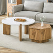 Fashionable And Versatile MDF Material Coffee Table Set, Unlocking A New Style In The Living Room.All Are Made Of MDF Material, With White And Wood Textured Stickers On The Surface.