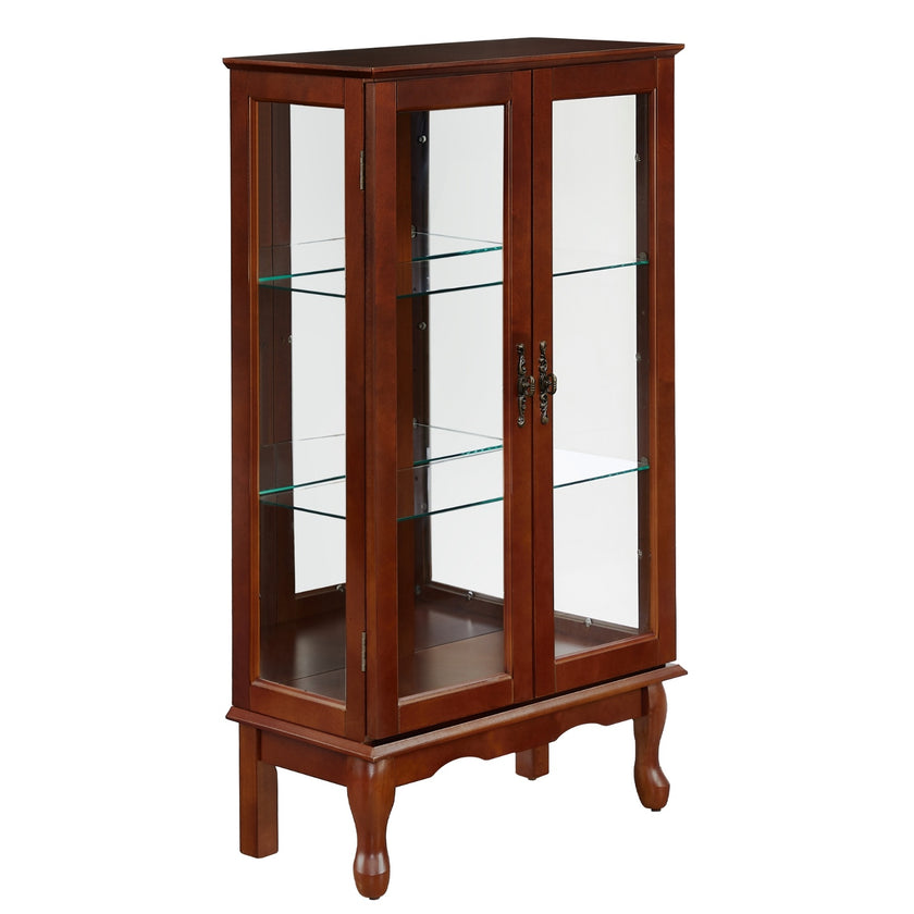 Display Cabinet With Adjustable Shelf And Mirrored Back Panel