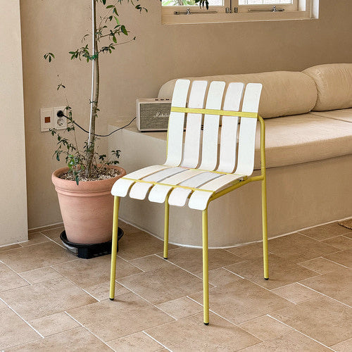 4-Pack Modern Striped Color Block Chairs - Waterproof PP Seat  Sturdy Metal Legs, Indoor Outdoor Dining Set For Patio, Balcony,