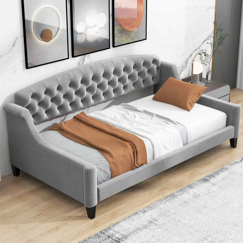 Modern Luxury Tufted Button Daybed,Twin,Gray Expected Arrival Time 12.28