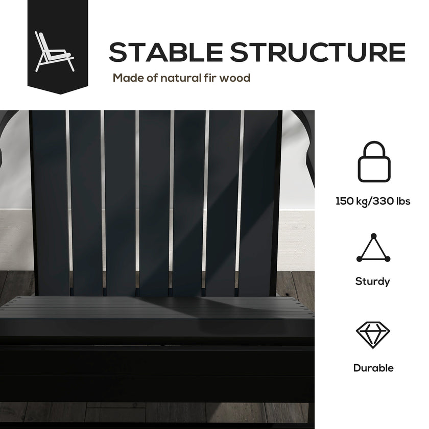 Modern Adirondack Chair With Cupholder Supports 330 Lbs For Patio Garden Lawn Black