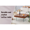 Walnut Colored Square MDF Coffee Table  31.5x31.5 With Tempered Glass Legs.Density Board Sticker,Reinforced Glass Legs.Walnut Colored Texture Sticker