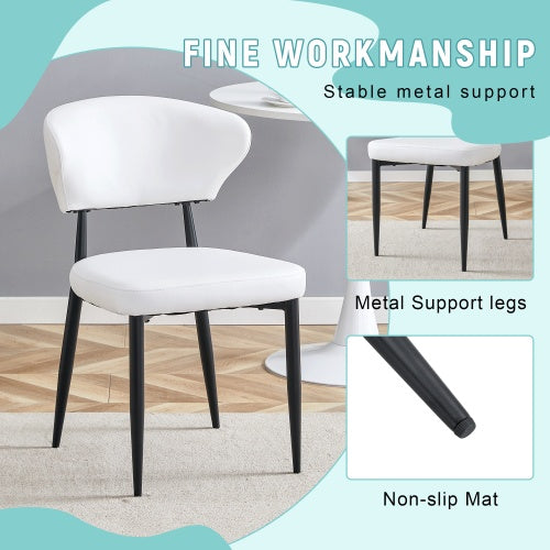 White Minimalist Ergonomic Dining Chair, With A Curved Backrest For Comfortable Design,Unlocking A Comfortable And Minimalist New Sitting Posture. A Pack Of 4.Available In Black And White.