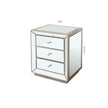 W 22X D 16  X 26.8  Silver Mirror Three Drawer Cabinet