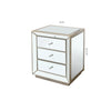 W 22X D 16  X 26.8  Silver Mirror Three Drawer Cabinet