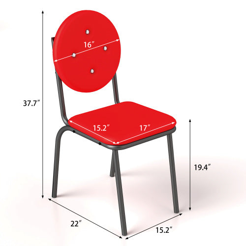 4-piece Bar Stools Faux Leather Dining Chairs With Waterproof Surface And Metal Legs