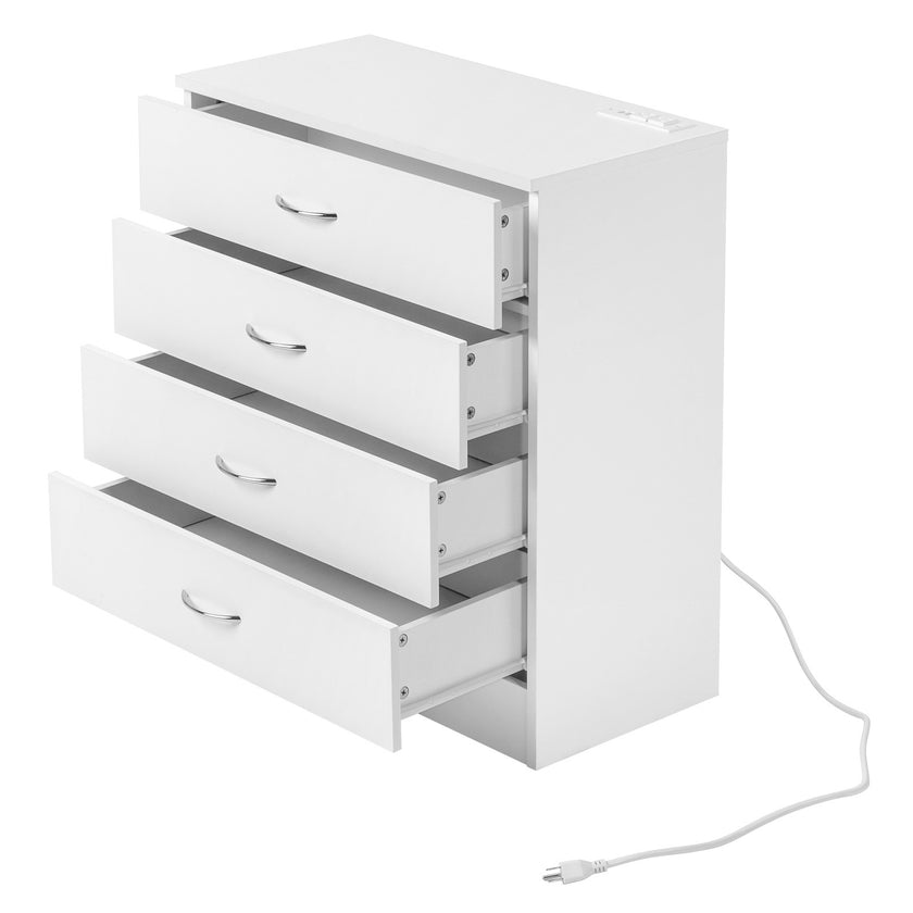 4 Drawers, 2 USB  2 Sockets, Bedside Table