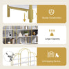 74.8 Inch 5 Tiers Office Bookcase Bookshelf, Display Shelf With Round Top, X Bar Gold Frame