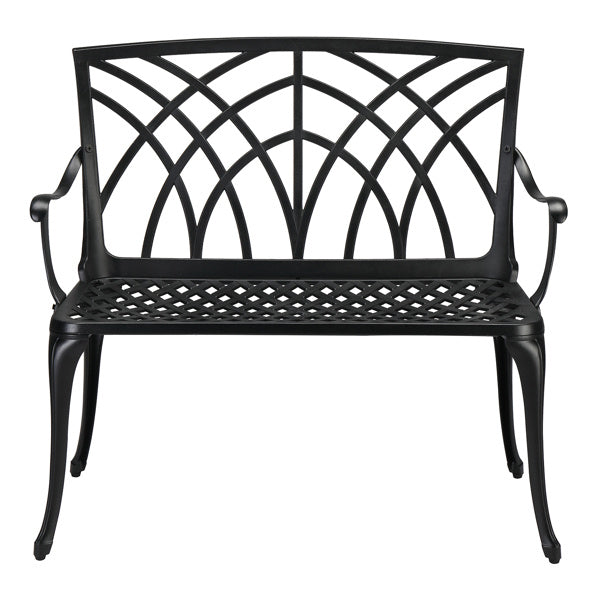 38 Inch Orchid Backrest Black Aluminum Bench