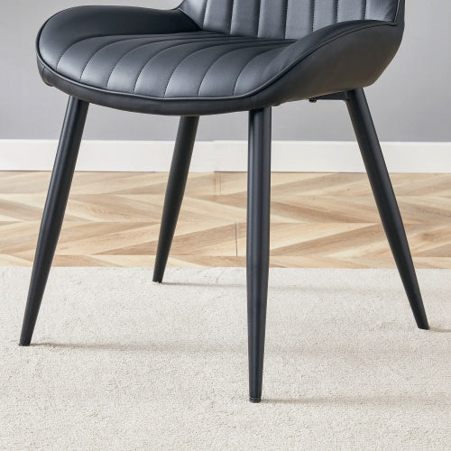 The Black Minimalist Ergonomic Dining Chair Comes In A Pack Of 4, With A Comfortable Design Of Extended And Curved Seat Cushions, Unlocking A Comfortable And Minimalist New Sitting Posture.