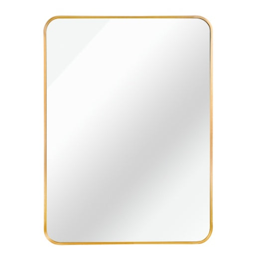 24x32 Inch Gold Metal Framed Rectangular Bathrrom Mirror For Wall.