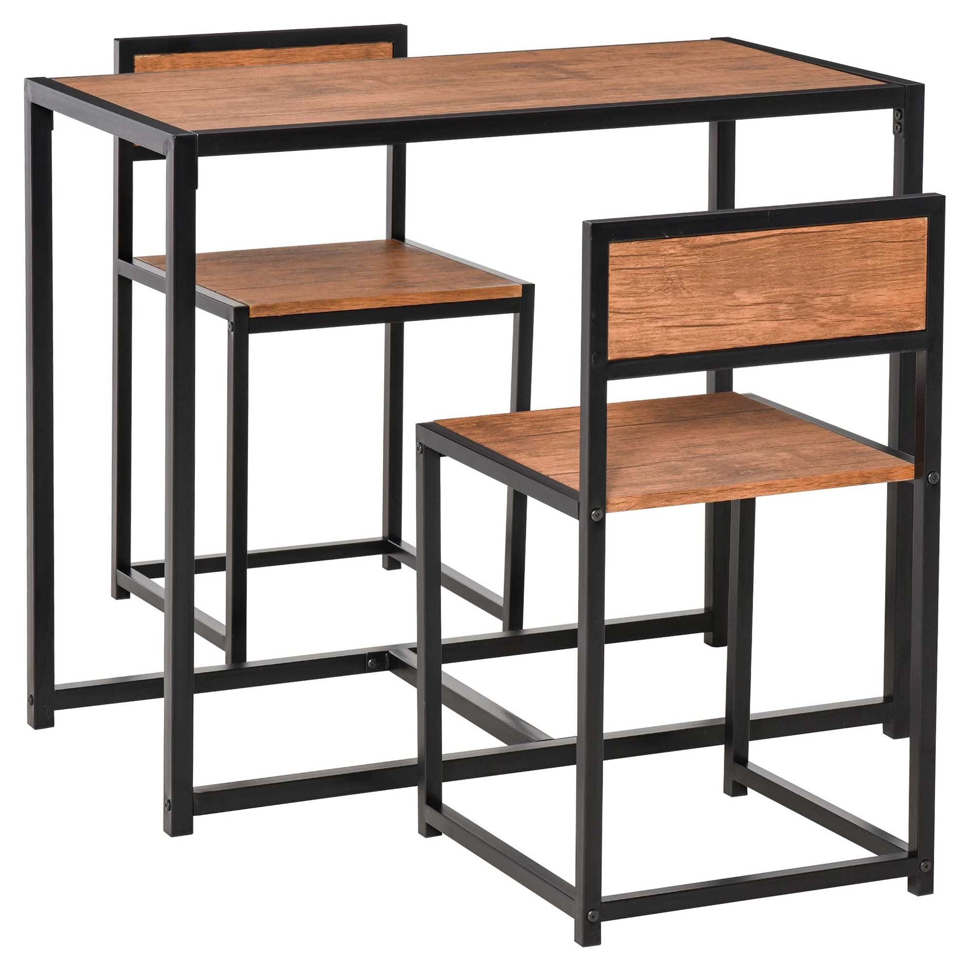 Industrial Dining Table Set For 2 Compact Kitchen Table And Chairs Rustic Brown For Small Spaces