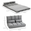 Folding Upholstered Couch Bed Gray Convertible Floor Sofa Chair Metal Frame Pillows