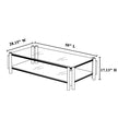 50 Wide Rectangle Modern Stainless Steel Coffee Table, Double-Layer Clear Tempered Glass Coffee Table, Center Table With Storage, For Living Room Home Office, Easy Assembly, Silver