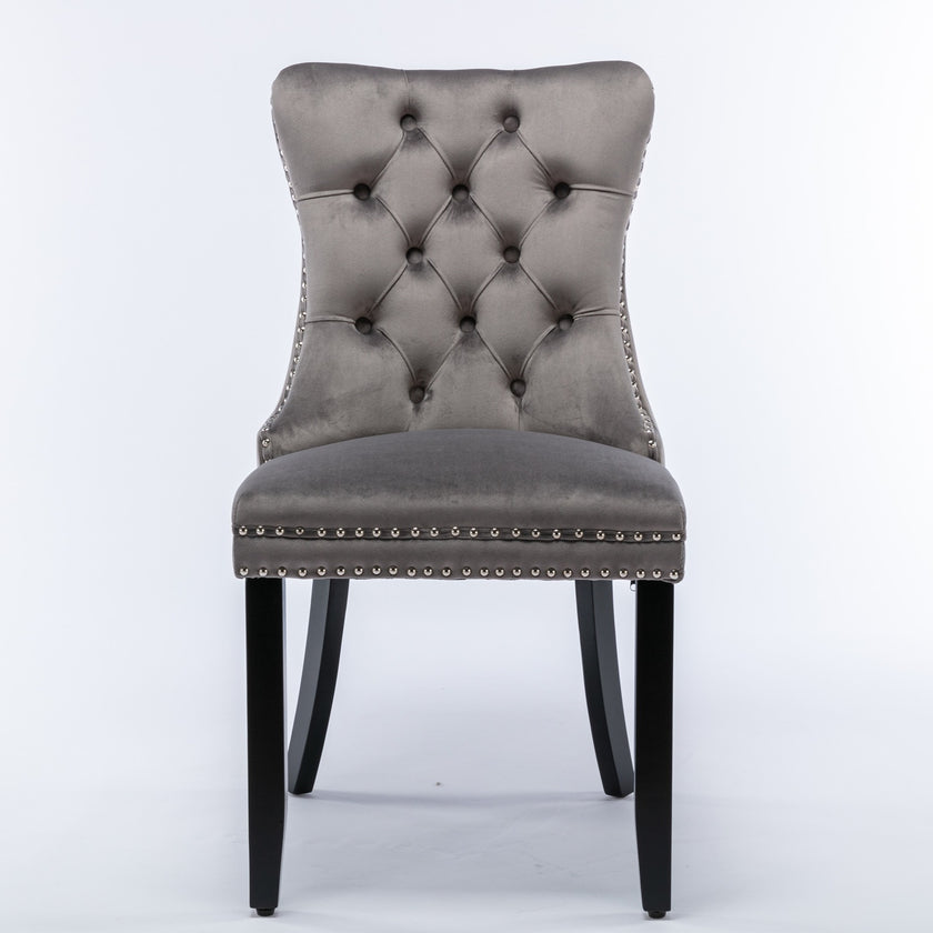 Nikki Modern Tufted Velvet Dining Chair, Solid Wood, High-end Contemporary