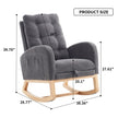 Accent Rocking Chair With Footrest High Back Rubber Wood Rocking Legs Bedroom Living Space 26.77D X 38.36W X 39.76H Inch