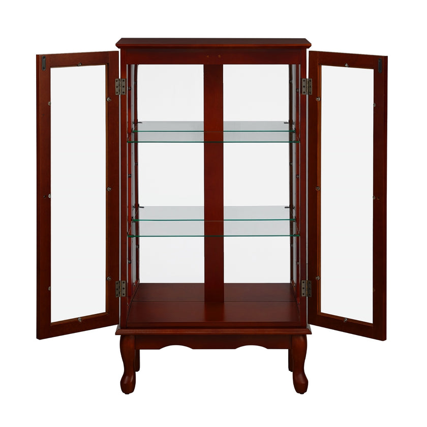 Display Cabinet With Adjustable Shelf And Mirrored Back Panel