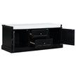 TREXM Storage Bench With Drawers, Cabinets & Removable Cushion For Living Room