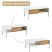 40.16 Rattan Coffee Table With Sliding Door, Metal Legs - Modern Living Room