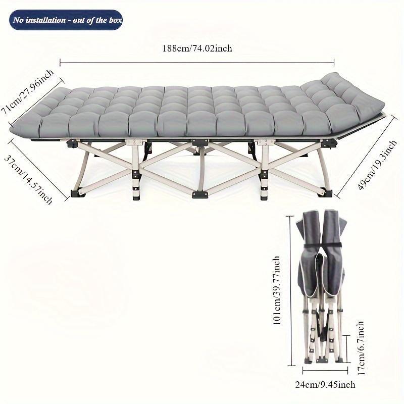 Grey Heavy-duty Folding Camping Bed With Storage Bag Suitable For Travel, Office And RV Travel,Please Note That This Product Is Shipped By Average Shipping Cost