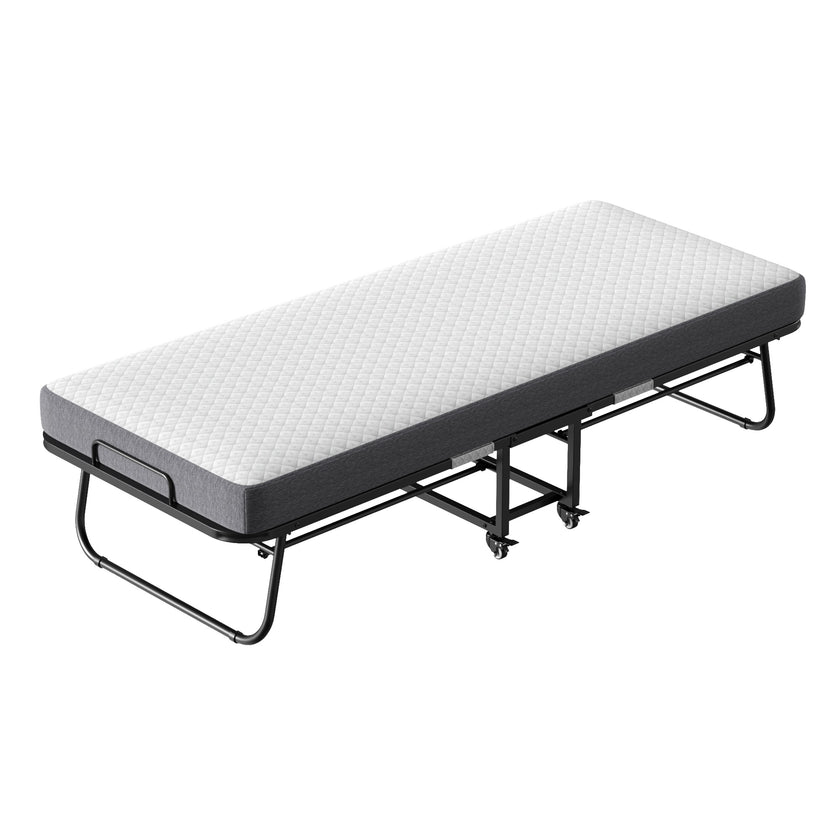 Folding Bed With Mattress  Foam Mattress All Steel Pipe Frame