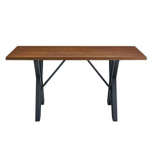 Indoor Dining Table With Metal Legs,Walnut