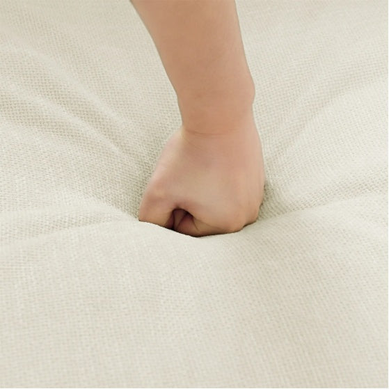 Modern Chenille Comfy Upholstered 3-Seat Sofa With 2 Lumbar Pillow, Deep Seat Sofa Sleeper For Living Room, Apartment, Office, Studio  Beige White, 3-Seat