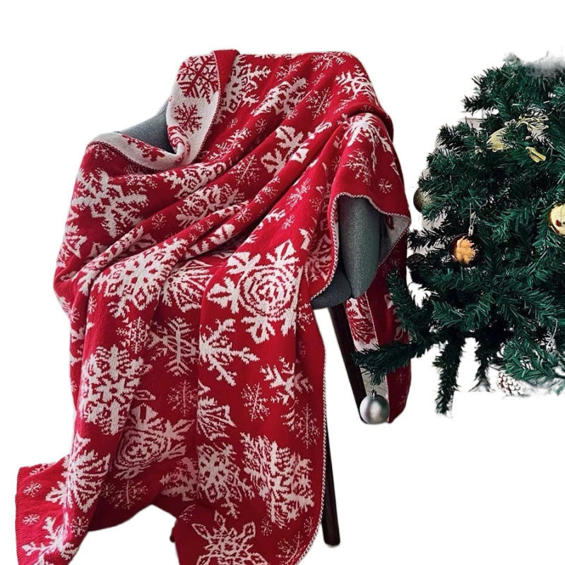 Nordic Knitted Snowflake Blanket Decorative Blanket Living Room Sofa