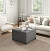 Tufted Storage Ottoman With Lift Top Fabric Metal Hinge Rubberwood Frame Living Room