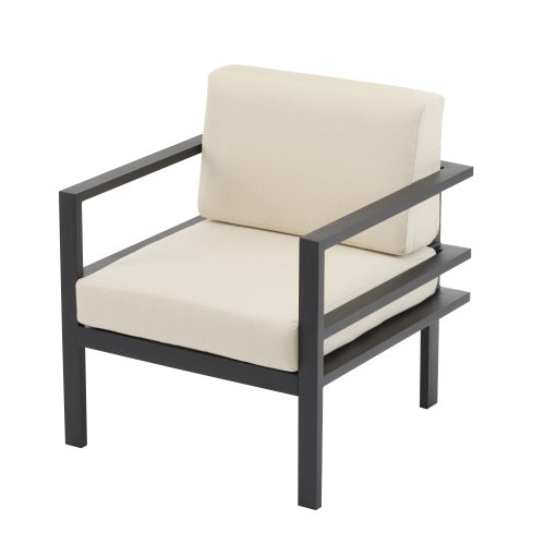27.7 Modern Outdoor Lounge Chair With Aluminum Frame, Weather-Resistant Cushions, Sleek Design, Perfect For Patio, Garden, Or Balcony