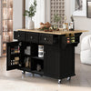 Kitchen Cart With Rubberwood Drop-Leaf Top, Cabinet Door, Storage Racks