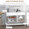Modern White Buffet, Metal Hinges & Round Handles, Dining Room Storage