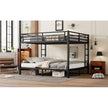 Metal California King Over California King Bunk Bed For Teens And Adults,Space-Saving Noise Reduced No Box Spring Needed, Black