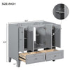 36'' Bathroom Vanity Without Countertop,Solid Wood Frame Bathroom Storage Cabinet Only, Freestanding Vanity With 4 Soft Closing Doors& 2 Drawers