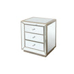 W 22X D 16  X 26.8  Silver Mirror Three Drawer Cabinet