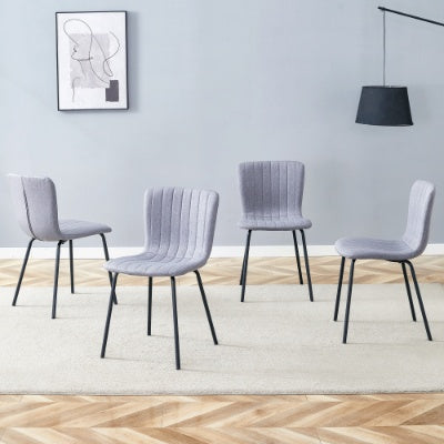 Luxury Minimalist Chairs - A Set Of 4 High Quality Dining Chairs With Black Metal Legs. The Integral Metal Leg Structure Is Suitable For Various Interior Decoration Styles.