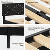 Modern Platform Bed Frame With Upholstered Headboard & Wooden Slats - No Box Spring Needed, Easy Assembly, Black