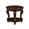 22'' Retro Round End Table,Solid Wood Sofa Side Table With Shelf,Living Room Corner Table Easy Assem