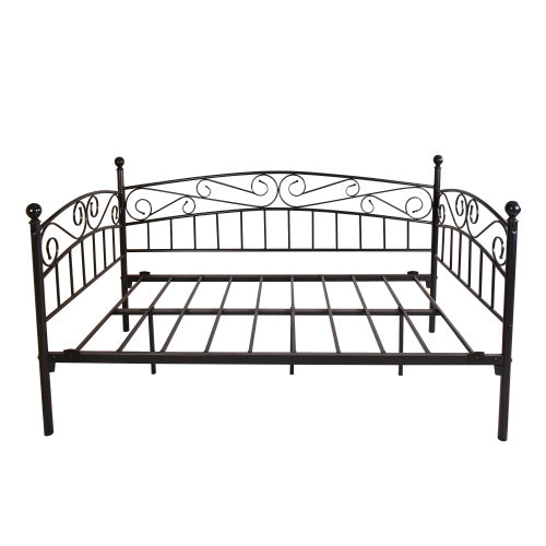 Metal Daybed Frame Multifunctional Mattress Foundation Bed Sofa With Headboard, Twin, Black