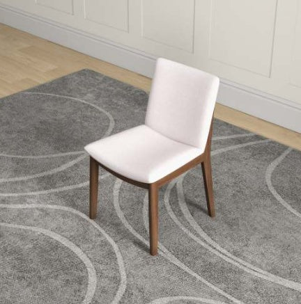 Modern Laura Mid-Century Modern Solid Wood Dining Chair Set With Upholstered Fabric, Beige Linen, 20 X 20 X 32 Inches   Set Of 2