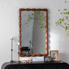 Mid-Century Modern Mirror With Solid Wood Frame,Wall-Mounted High-Definition Non-deformable Bedroom Mirror, Living Room Mirror,Brown