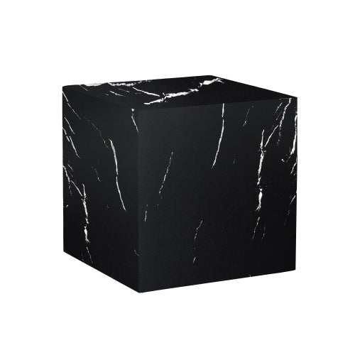 15.7x15.7x15.7 Inch Black Marble Texture MDF Coffee Table - Luxurious Design, Perfect Living Room Accent.Cube Fashion Texture Design Coffee Table, Suitable For Various Situations And Scenes