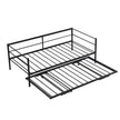 Twin Size Metal Daybed With Adjustable Trundle Up Trundle, Black