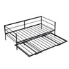 Twin Size Metal Daybed With Adjustable Trundle Up Trundle, Black
