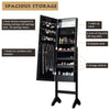 Mirrored Standing Jewelry Armoire Cabinet With LED Lights