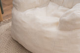 Soft Tufted Foam Bean Bag Chair With Teddy Fabric Ivory White